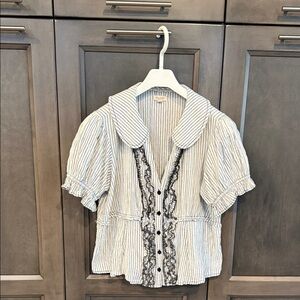 Pilcro Black and White Striped Blouse